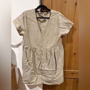 Madewell Taupe Button-Front Midi Dress